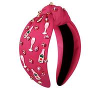 YAHPERN Diadema de champán para mujer, diseño de botella de vino, diadema anudada adornada con diamantes de imitación, diadema de cristal, accesorios para el cabello, fiesta, joyería, regalos (botella