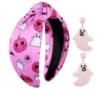 YAHPERN Diadema de Halloween para mujer, calabaza, caramelo, maíz, diadema festiva anudada con joyas, accesorios para el cabello, regalos de joyería para fiestas de Halloween (fantasma de Halloween 3)