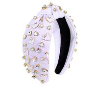 YAHPERN Diadema de Halloween para mujer, espeluznante, calabaza, araña, fantasma, diadema con diamantes de imitación de cristal, diadema adornada con nudo superior ancho, accesorios para el cabello,