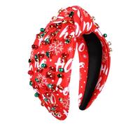 YAHPERN Diadema de Navidad para mujer, accesorios de Navidad, árbol de Navidad, copo de nieve, reno, bastón de caramelo, diadema anudada con perlas de cristal y joyas (HOHOHO)