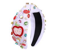 YAHPERN Diadema para profesora para mujer, accesorios para profesores, diadema anudada con diamantes de imitación de cristal, diadema adornada con nudo superior, diadema de regreso a clases, regalos
