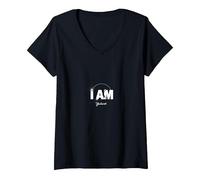 Yahweh I Am - Declaración de fe inspiradora Camiseta Cuello V, Mujer, Negro, L