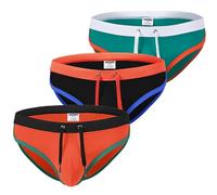 YAHWULAI Herren Mehrfarbige Badehosen Sexy und Bequem für Schwimmen mit Verstellbarer Kordel Bikini für Männer, Schwarzgrünorange, L