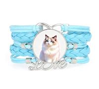 YAIEWNE Ajustable De Cuero Trenzado Lively Cat Infinity, Símbolo De Amor.