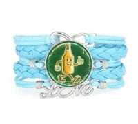 YAIEWNE Festival De La Cerveza Excelente Amistad Proyección Pulsera Ajustable De Cuero Trenzado, Brazalete Étnico, Accesorio De Amor Regalo De Cumpleaños Navidad Azul