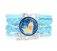 YAIEWNE Festival De La Cerveza Universo Artístico Entrelazamiento Cuántico Pulsera Ajustable De Cuero Trenzado, Brazalete Étnico, Accesorio Regalo De Cumpleaños Navidad Azul