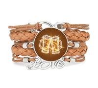 YAIEWNE Pulsera Ajustable De Cuero Trenzado Con Cristales De Hielo Y Estilo Literario Para Festivales De Cerveza, Brazalete Étnico, Accesorio De Amor, Regalo De Cumpleaños Y Navidad, Color Marrón.