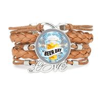 YAIEWNE Pulsera Ajustable De Cuero Trenzado Con Cristales, Estilo Literario Fantástico, Para Festival De Cerveza, Brazalete Étnico, Accesorio De Amor, Regalo De Cumpleaños Y Navidad, Color Marrón.