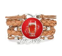 YAIEWNE Pulsera Ajustable De Cuero Trenzado Con Diseño De Estrella, Estilo Festival De Cerveza Y Música, Brazalete Étnico, Accesorio De Amor, Regalo De Cumpleaños Y Navidad, Color Marrón.