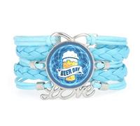 YAIEWNE Pulsera Ajustable De Cuero Trenzado Con Entrelazado Cuántico, Estilo Literario Y Artístico, Brazalete Étnico, Accesorio Para Regalo De Cumpleaños O Navidad, Color Azul.