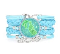 YAIEWNE Pulsera Ajustable De Cuero Trenzado Con Placa De Circuito Mágico Para Festival De Cerveza, Brazalete Étnico, Accesorio De Amor, Regalo De Cumpleaños Y Navidad Azul