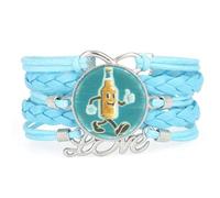YAIEWNE Pulsera Ajustable De Cuero Trenzado Con Proyección De Arte De La Felicidad Del Festival De La Cerveza, Brazalete Étnico, Accesorio De Amor, Regalo De Cumpleaños Y Navidad Azul