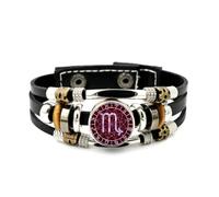 YAIEWNE Pulsera Ajustable De Cuero Trenzado En Capas Con Brújula Y Aura De Escorpio, Brazalete Étnico Punk Hecho A Mano, Accesorio De Amistad, Regalo De Cumpleaños O Navidad