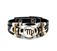YAIEWNE Pulsera Ajustable De Cuero Trenzado En Capas Con Diseño De Ángel Guardián Del Signo Zodiacal Virgo, Brazalete Étnico Punk Hecho A Mano, Accesorio De Amistad, Regalo De Cumpleaños O Navidad.