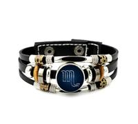 YAIEWNE Pulsera Ajustable De Cuero Trenzado En Capas Con Diseño De Estrella Y Signo Zodiacal Escorpio, Brazalete Étnico Musical Hecho A Mano, Accesorio De Amistad, Regalo De Cumpleaños O Navidad.