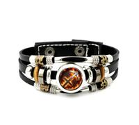 YAIEWNE Pulsera Ajustable De Cuero Trenzado En Capas Con Diseño De Llama Arenada Del Signo Sagitario, Brazalete Étnico Hecho A Mano, Accesorio De Amistad, Regalo De Cumpleaños O Navidad.