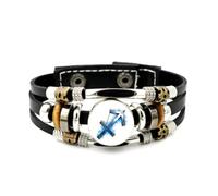 YAIEWNE Pulsera Ajustable De Cuero Trenzado En Capas Con Diseño De Llama Vintage Del Signo Zodiacal Sagitario, Brazalete Étnico Hecho A Mano, Accesorio De Amistad, Regalo De Cumpleaños O Navidad.