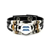 YAIEWNE Pulsera Ajustable De Cuero Trenzado En Capas Con Diseño De Nebulosa Del Signo Acuario, Brazalete Étnico Musical Hecho A Mano, Accesorio De Amistad, Regalo De Cumpleaños O Navidad.