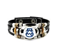 YAIEWNE Pulsera Ajustable De Cuero Trenzado En Capas Con Diseño De Nebulosa Y Copa Del Signo Acuario, Brazalete Étnico Musical Hecho A Mano, Accesorio De Amistad, Regalo De Cumpleaños Y Navidad.