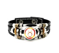 YAIEWNE Pulsera Ajustable De Cuero Trenzado En Capas Con Diseño De Pintura Artística Del Signo Tauro, Brazalete Étnico Musical Hecho A Mano, Accesorio De Amistad, Regalo De Cumpleaños Y Navidad
