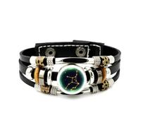 YAIEWNE Pulsera Ajustable De Cuero Trenzado En Capas Con Proyección De Arte Espacial Y Mapa Estelar De Virgo, Brazalete Étnico Punk Hecho A Mano, Accesorio De Amistad, Regalo De Cumpleaños O Navidad.