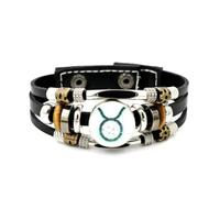 YAIEWNE Pulsera Ajustable De Cuero Trenzado En Capas Con Proyección Digital Del Universo Del Signo Tauro, Brazalete Étnico Punk Hecho A Mano, Accesorio De Amistad, Regalo De Cumpleaños O Navidad.
