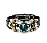 YAIEWNE Pulsera Ajustable De Cuero Trenzado En Capas Con Relieve Artístico Del Signo Zodiacal Escorpio, Brazalete Étnico Musical Hecho A Mano, Accesorio De Amistad, Regalo De Cumpleaños Y Navidad