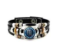 YAIEWNE Pulsera Ajustable De Cuero Trenzado En Capas Con Relieve Del Signo Escorpio, Brazalete Étnico Musical Hecho A Mano, Accesorio De Amistad, Regalo De Cumpleaños O Navidad
