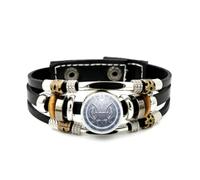 YAIEWNE Pulsera Ajustable De Cuero Trenzado En Capas Con Relieve Del Signo Zodiacal Piscis, Brazalete Étnico Musical Hecho A Mano, Accesorio De Amistad, Regalo De Cumpleaños O Navidad