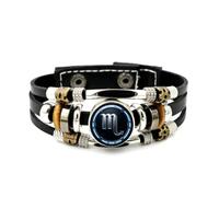 YAIEWNE Pulsera Ajustable De Cuero Trenzado En Capas Con Relieve Mate Del Signo Zodiacal Escorpio, Brazalete Étnico Musical Hecho A Mano, Accesorio De Amistad, Regalo De Cumpleaños Y Navidad