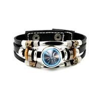YAIEWNE Pulsera Ajustable De Cuero Trenzado En Capas Con Relieve Único De Caligrafía De Piscis, Brazalete Étnico Musical Hecho A Mano, Accesorio De Amistad, Regalo De Cumpleaños Y Navidad