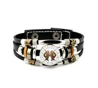 YAIEWNE Pulsera Ajustable De Cuero Trenzado En Capas Estilo Steampunk Con Brújula Y Signo Zodiacal Piscis, Brazalete Étnico Musical Hecho A Mano, Accesorio De Amistad, Regalo De Cumpleaños O Navidad.