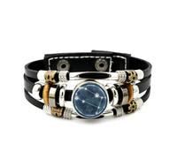 YAIEWNE Pulsera Ajustable De Cuero Trenzado Multicapa Con Diseño De Estela De Estrella De Géminis, Brazalete Étnico Rock And Roll Hecho A Mano, Accesorio De Amistad, Regalo De Cumpleaños O Navidad.
