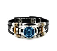 YAIEWNE Pulsera Ajustable De Cuero Trenzado Multicapa Gemini Digital Signal Cyber Neon, Brazalete Étnico Hecho A Mano, Accesorios De Joyería De Amistad, Regalo Para El Festival De Navidad.