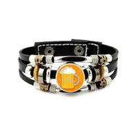 YAIEWNE Pulsera Ajustable De Cuero Trenzado Pixel Star Topology Para Festival De Cerveza, Brazalete Étnico Hecho A Mano, Accesorio De Amistad, Regalo De Cumpleaños O Navidad.