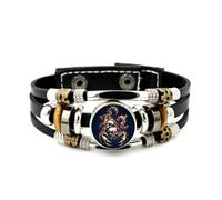 YAIEWNE Pulsera De Cuero Trenzado Grueso Ajustable Con Calavera Y Llama De Escorpio, Estilo Literario, Brazalete Étnico Punk Hecho A Mano, Accesorio De Amistad, Regalo De Cumpleaños O Navidad.