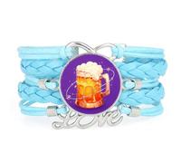 YAIEWNE Vaso De Cerveza Para Festival, Pulsera Ajustable De Cuero Trenzado Con Diseño De Estrella, Brazalete Étnico, Accesorio De Amor, Regalo De Cumpleaños Y Navidad, Color Azul.