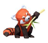 YAIUNHIQ Decoración de Origami de Escultura de Papel, Molde de Papel DIY de Panda Rojo, Modelo de Origami de Papel 3D, Escultura de Pared de Animales de Papel