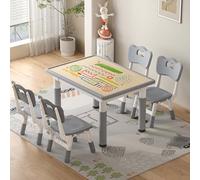 YAIWOMI Mesa y sillas para niños de altura ajustable, mesa y sillas para niños pequeños, 31.5 pulgadas de largo x 23.6 pulgadas de ancho, mesa de graffiti con 4 sillas, para leer, dibujar, comer, para