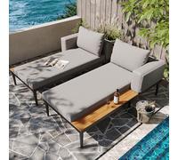 YAIXBNG Cama doble para patio al aire libre, cama doble para exteriores, sofá cama impermeable multifuncional, cama doble con estantes, sofá para patio, jardín y balcón