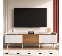 YAIXBNG Mueble para TV, soporte de TV, mueble de tres puertas, estructura compacta, acabado en madera natural, altura 49,5 cm, longitud 160 cm, ancho 39 cm