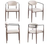 YAIXBNG Tela de lino de alta calidad (4 unidades), silla de comedor, silla de maquillaje, silla ligera de lujo de estilo moderno, silla moderna y sencilla, silla ergonómica, diseño de pie ajustable