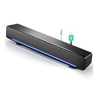 YaizK Mini Barra de Sonido con Cable, Reproductor de música, Altavoz con Conector de Audio de 3,5 mm para Escritorio, portátil, TV, Smartphone, Tableta, MP3, MP4 y más (Negro)