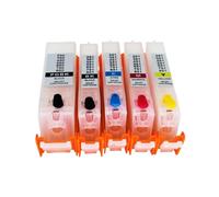 YAJBHnzpt 5 uds Cartucho de Tinta Recargable Compatible con MG5450 MG5550 MG6450 IP7250 MX925 MX725 IX6850 impresoras PGI550 CLI551 PGI-550 CLI-551