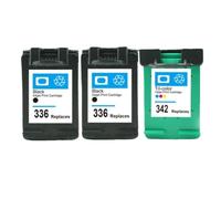 YAJBHnzpt Cartucho de Tinta 336 342 Compatible con Suministros de Impresora Deskjet 5440 PSC1510 Photosmart 1500 C3100 C3180 D5420 6310 Reemplazo para número de Pieza 336 342(2Pk Black 1Pk Color)