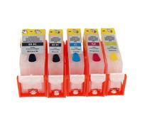 YAJBHnzpt Juego de 5 Unidades de Cartuchos de Tinta Recargables, 5 Colores, PGI 125 CLI 126 con Chips ARC, compatibles con IP4810 IX6510 MG5210 MG6110