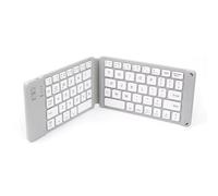 YAJBHnzpt Teclado inalámbrico Plegable, Teclado Plegable Recargable, Compatible con Tableta móvil, Notebook y Oficina(2 Fold White)