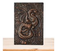 Yajimsa escritura en relieve 3D dragón volador - Funda cuero hecha a mano A5 cuadernos regalo para hombres, padres, hermanos, decoración del hogar para el hogar, oficina, aula