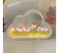 Yajimsa Lámpara Tulipán - Bricolaje Cloud | Adornos Escritorio Cabecera Sala Estar LED | Espejo 2 En 1/luz Noche | Decoración Espejo para El Hogar