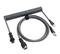 Yajouwin Cable de teclado en espiral personalizado USB-C: conector de aviador desmontable, cable de teclado mecánico de doble manga para jugadores y profesionales, cable de nailon trenzado de 1,5 m